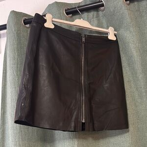 One Teaspoon Black Leather Zip Front Mini Skirt Size L | 2010 Deadstock |